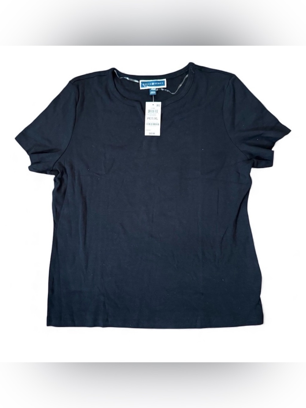 KAREN SCOTT jet black short sleeve tee shirt, size PXL, NWT